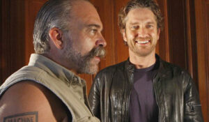 Childers with Gerald Butler