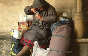 homeless with cell phone