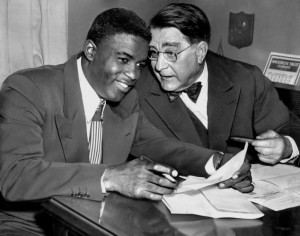 Robinson with Rickey, 1950