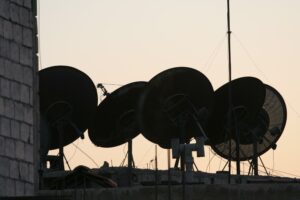 Satellite dishes can be seen on the rooftops all over the Middle East