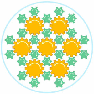 Seven tails (flagella) in yellow