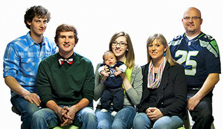 Walsh family:(l to r): Michael, Matt, Elijah and Mikayla (Eckerdt), Becky and Mike. Mikayla's husband, Trent, is in the U.S. Air Force and was absent for the photo. Photo credit: Tess Anderson Photography.