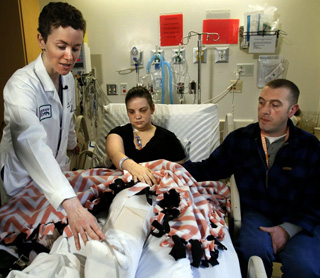 Amanda in hospital room