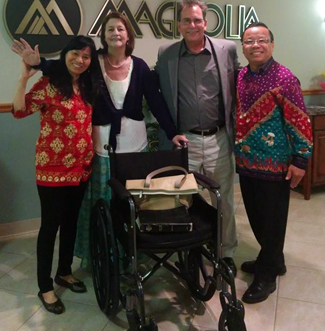 With Paul and Ruth and empty wheelchair, after the miracle