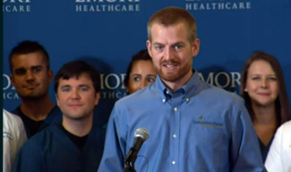 Dr. Kent Brantly delivers remarks as he is released from hospital