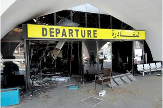 Damaged airport