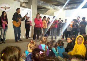 Worshipers at a camp for Internally Displaced People in Iraq