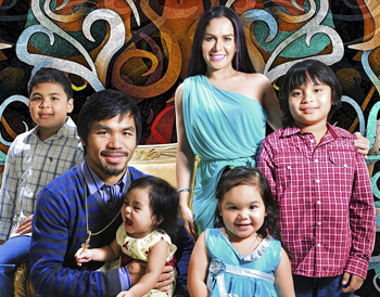Manny, wife Jinkee, and their children