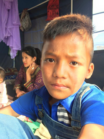 Billy is living in a tent village in Kathmandu. He made it there after a six-hour journey from his village, which was completely destroyed.