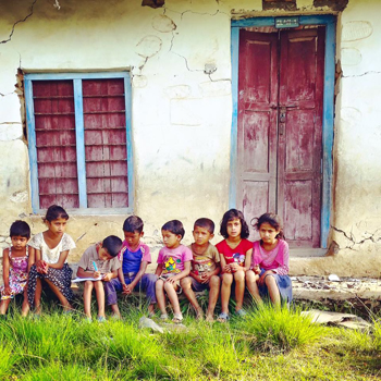 Children who survived Nepal earthquake in Armi, Ghorka district