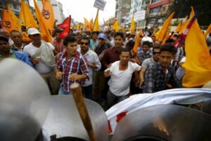 Police battled violent protests as Nepal struggled to draft its new constitution.