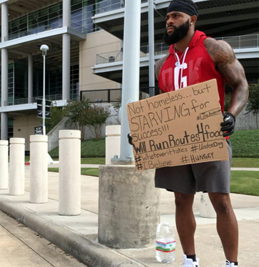 Joe Anderson outside Houston Texans stadium