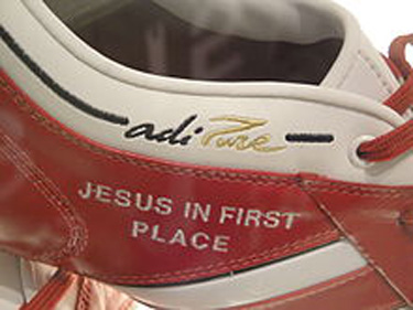Boots emblazoned with "Jesus in First Place"