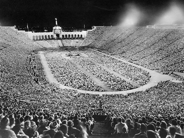 This photo is from the largest gathering in the L.A. Coliseum's history. It was a Billy Graham crusade on September 8, 1963 with 134,254 in attendance, noted by the Coliseum's website. -- David Farrow