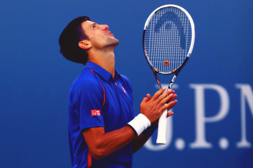 Saying thanks to God, Novak Djokovic on the court