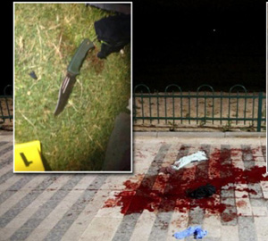 Murder weapon used at bloody scene