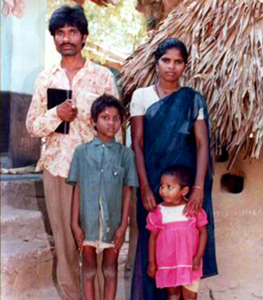 Ballipati with his wife and two children