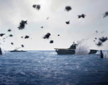 Moment when Yorktown hit by torpedo (Alton Design Studio)