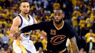 Cleveland Cavaliers forward LeBron James (23) drives to the basket against Golden State Warriors guard Stephen Curry during the first quarter in game seven of the NBA Finals Credit: Bob Donnan-USA TODAY Sports