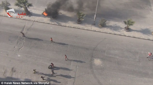 The burning of tires as seen from the air