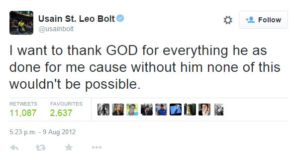 A tweet from Usain Bolt