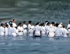 Baptism conducted recently by Pastor Paul and Bibles4Mideast