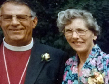 Margaret Dehqani-Tafti stands next to her husband, Bishop Hassan